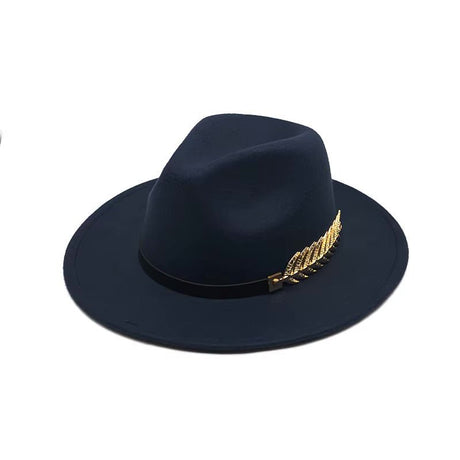Années 80 Chapeau Vintage Fedora Plume Dorée - Ma Penderie Vintage