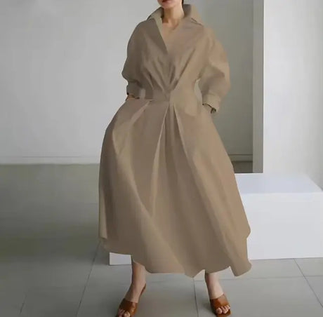 Années 40 Robe Chemise Trapèze Vintage Popeline