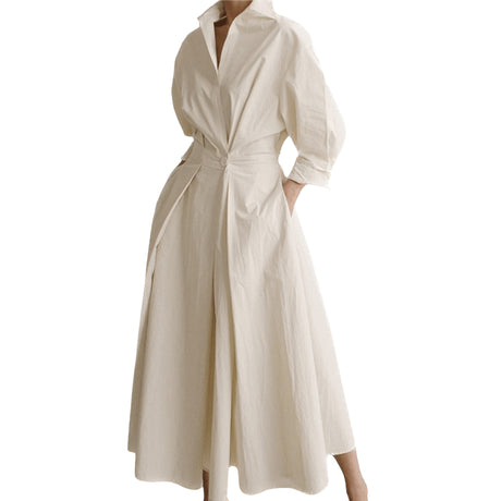 Années 40 Robe Chemise Trapèze Vintage Popeline