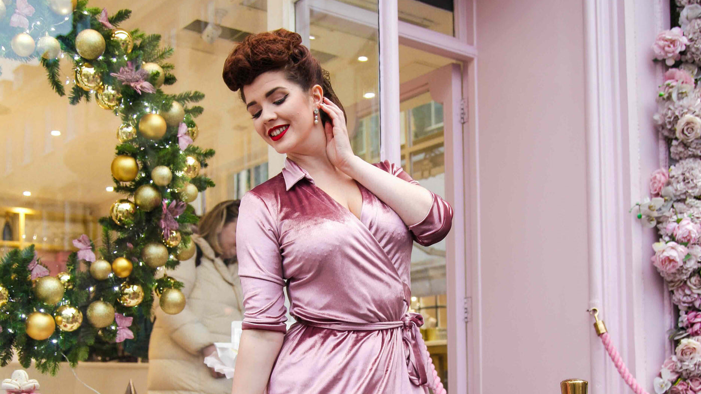 Robe Ma Penderie Vintage Robe Velours Style Vintage Rose