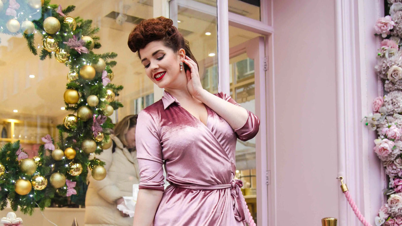 Robe Ma Penderie Vintage Robe Velours Style Vintage Rose