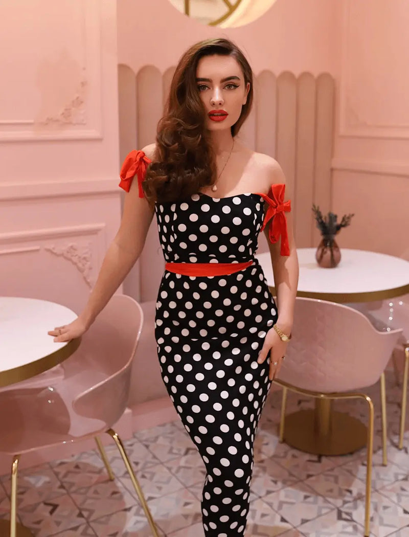 Ma Penderie Vintage - Robe Bustier Rétro à Pois