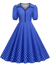 Années 40 Robe Mi-Longue Hepburn À Pois - Ma Penderie Vintage