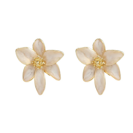 Années 40 Enamel Rétro Fleurs de Lys Boucle d'oreille - Ma Penderie Vintage