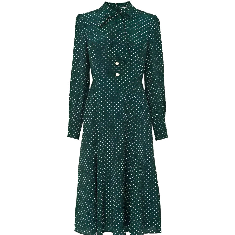 <tc>1940's</tc> Polka Dot And Beaded Day Dress