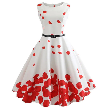 Summer Dress Women Sleeveless Floral Print Vintage Retro 50s 60s Robe Swing Pinup Vestidos Tunic - Ma Penderie Vintage