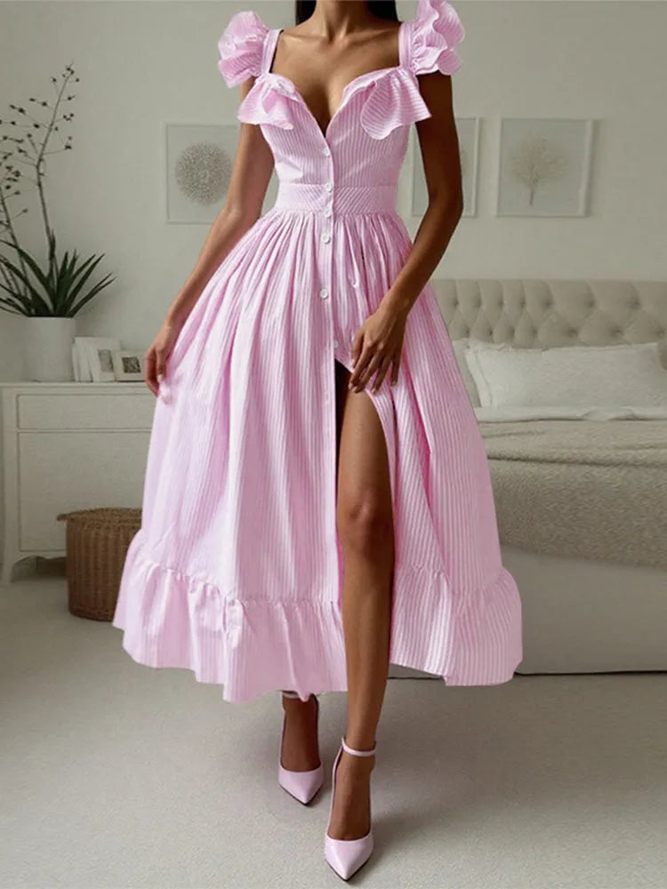 <tc>1960's</tc> Poplin Ruffled Summer Dress