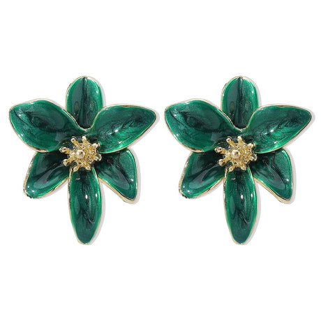 Années 40 Enamel Rétro Fleurs de Lys Boucle d'oreille - Ma Penderie Vintage