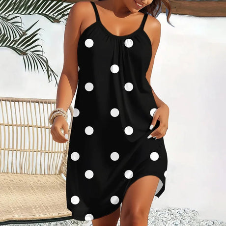 2025 Women's Summer Sleeveless Print Casual Dress Summer Dress for Holiday Women Clothing Dot Summer Dress Women Clothing - Ma Penderie Vintage