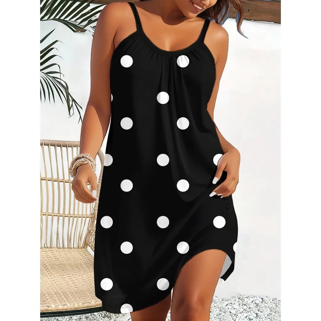 2025 Women's Summer Sleeveless Print Casual Dress Summer Dress for Holiday Women Clothing Dot Summer Dress Women Clothing - Ma Penderie Vintage