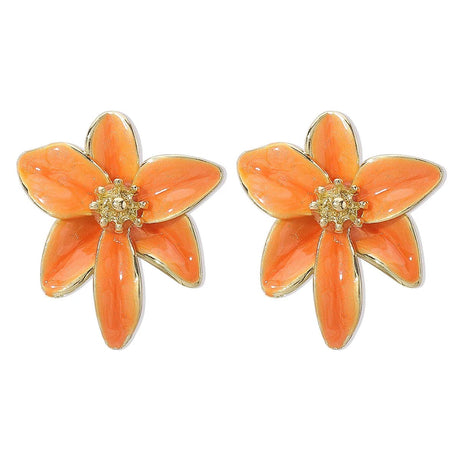 Années 40 Enamel Rétro Fleurs de Lys Boucle d'oreille - Ma Penderie Vintage