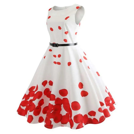 Summer Dress Women Sleeveless Floral Print Vintage Retro 50s 60s Robe Swing Pinup Vestidos Tunic - Ma Penderie Vintage