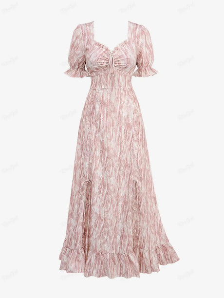 Années 70 Robe Maxi Boheme à Volants - Ma Penderie Vintage