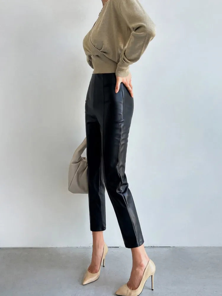 Années 80 Pantalon Capri Faux Cuir - Ma Penderie Vintage