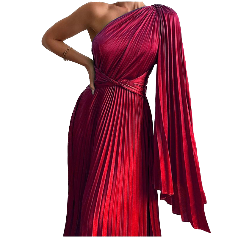 <tc>1980's</tc> Asymmetrical Pleated Dress <tc>Glamour</tc>