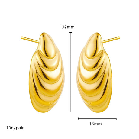 Années 80 Boucles d'oreilles Dorées Coquillage Brutaliste - Ma Penderie Vintage
