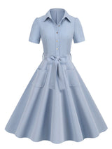 / <tc>1950's</tc> Vintage Short Sleeve Flared Day Dress