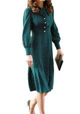 <tc>1940's</tc> Polka Dot And Beaded Day Dress