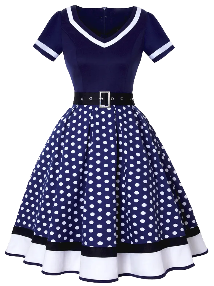 <tc>1960's</tc> Large Rockabilly Polka Dot Day Dress <tc>Size</tc>