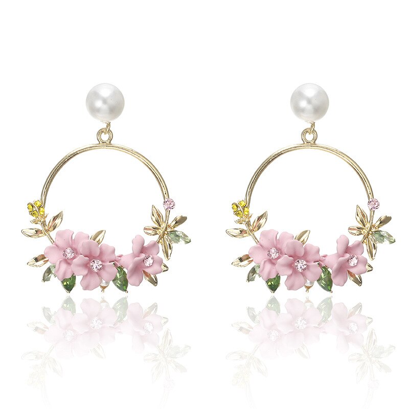 <tc>1940's</tc> Flower Pearl Hoop Earrings