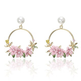 <tc>1940's</tc> Flower Pearl Hoop Earrings