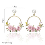 <tc>1940's</tc> Flower Pearl Hoop Earrings