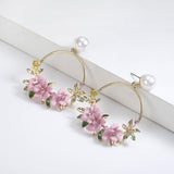 <tc>1940's</tc> Flower Pearl Hoop Earrings