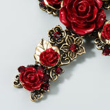 <tc>1950's</tc> Baroque Rose Cross Earrings