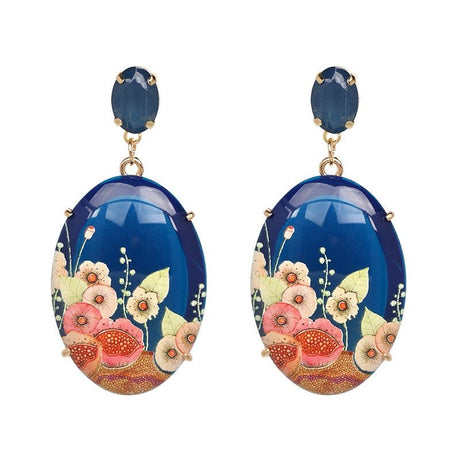 Années 40 Boucles d'oreilles Fleur Orientale - Ma Penderie Vintage