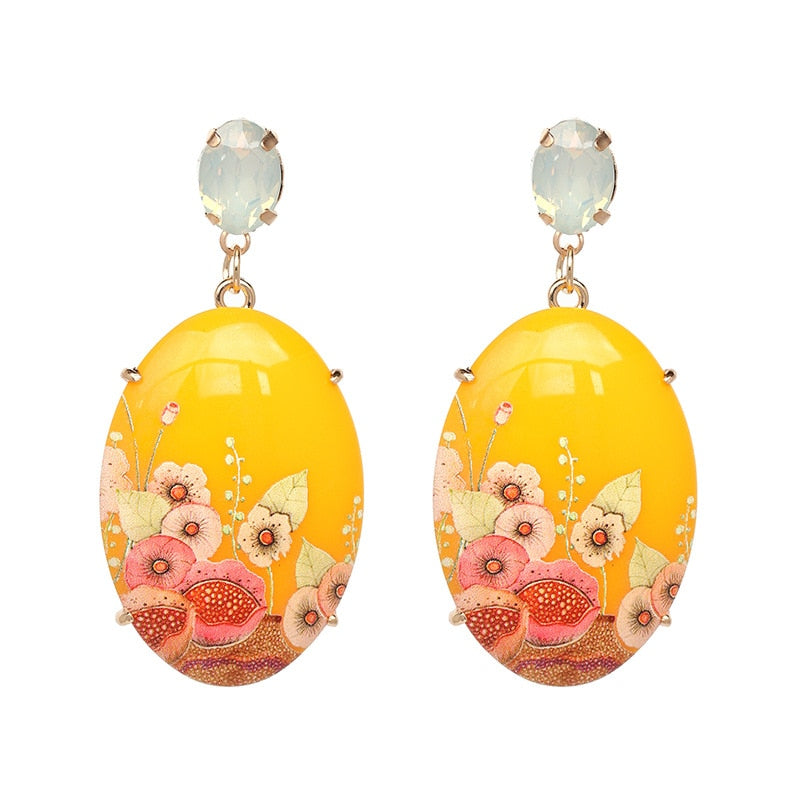 Années 40 Boucles d'oreilles Fleur Orientale