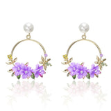 <tc>1940's</tc> Flower Pearl Hoop Earrings