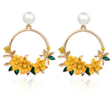 <tc>1940's</tc> Flower Pearl Hoop Earrings