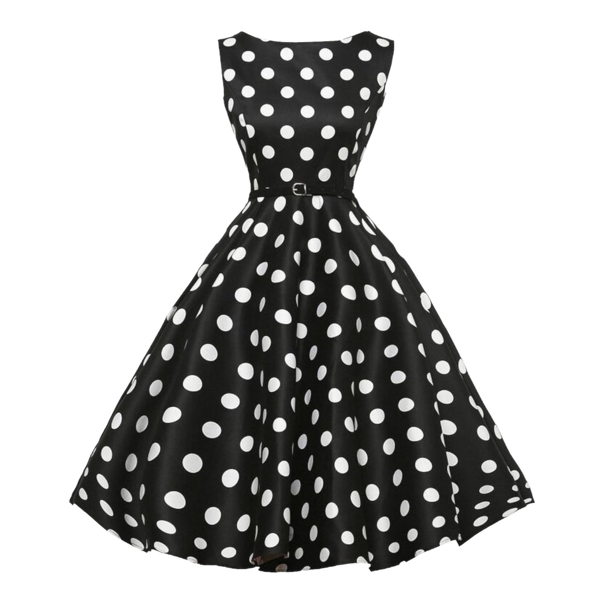 <tc>Años 50</tc> Vestido acampanado <tc>Pin Up</tc> Bettie Page con estampado de lunares