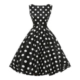 <tc>Años 50</tc> Vestido acampanado <tc>Pin Up</tc> Bettie Page con estampado de lunares