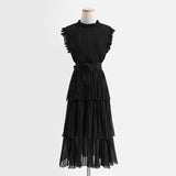 <tc>1980's</tc> Pleated Midi Dress with Butterfly Sleeves