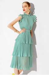 <tc>1980's</tc> Pleated Midi Dress with Butterfly Sleeves