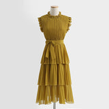 <tc>1980's</tc> Pleated Midi Dress with Butterfly Sleeves