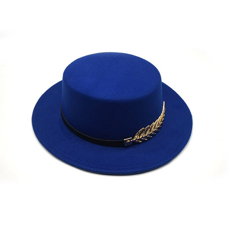 Années 80 Chapeau Vintage Fedora Plume Dorée - Ma Penderie Vintage