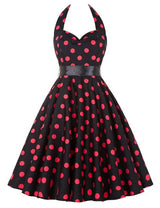 Années 50 Robe Dos Nu Pin Up Imprimée pois