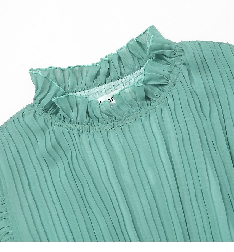 <tc>1980's</tc> Pleated Midi Dress with Butterfly Sleeves