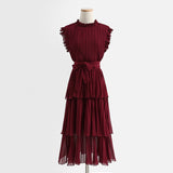 <tc>1980's</tc> Pleated Midi Dress with Butterfly Sleeves