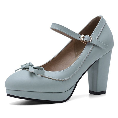 <tc>1950's</tc>  <tc>M</tc>onochrome Plain Retro Heeled Shoes