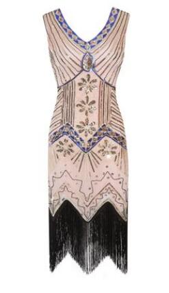 <tc>Años 20</tc> Vestido de noche retro con lentejuelas Gatsby <tc>L</tc>e <tc>M</tc>hermoso