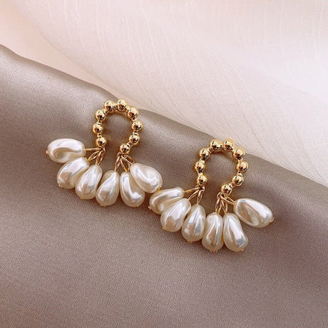 Années 50 Boucles d'oreilles Soir Perle et Or - Ma Penderie Vintage