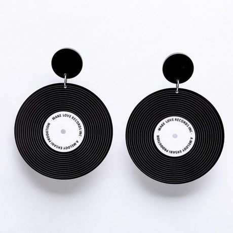 Années 60 Boucles d'Oreilles Rockabilly Disque Vinyle - Ma Penderie Vintage