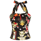 <tc>1950's</tc> Retro Print Pin Up Strap Top