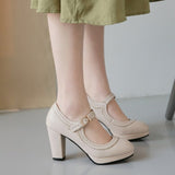 <tc>1950's</tc>  <tc>M</tc>onochrome Plain Retro Heeled Shoes