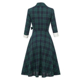 Années 40 Robe Plaid Portefeuille Col Contrasté - Ma Penderie Vintage