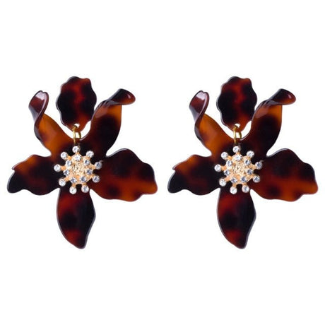 Années 30 Boucles d'Oreilles Fleur Résine Rétro - Ma Penderie Vintage