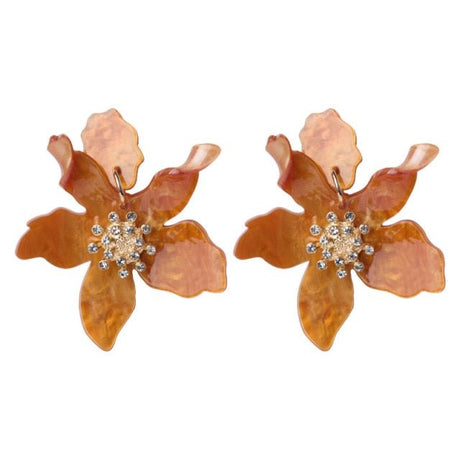 Années 30 Boucles d'Oreilles Fleur Résine Rétro - Ma Penderie Vintage